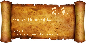Rencz Henrietta névjegykártya